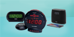 Home Moderne wekkerradio met LCD-display, snoozeknop en volumeregeling voor programmeerbare alarmen en radiofunctie.