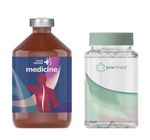 Steriele pharma Media-flessen in verschillende maten geschikt voor verpakking van geneesmiddelen en farmaceutische producten