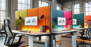 Home Zitstuwerkplek met akoestische scheidingswanden op kantoor voor betere concentratie en geluidsdemping